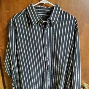 Black with White Stripes Button Down - 2XL